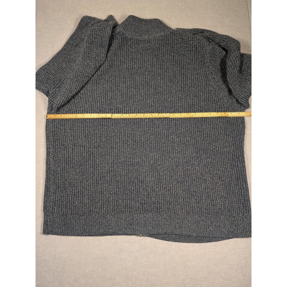 LL Bean Full Zip Sweater Mens XXL Blue Organic Cotton Knit Mock Neck Excellent - Picture 6 of 7